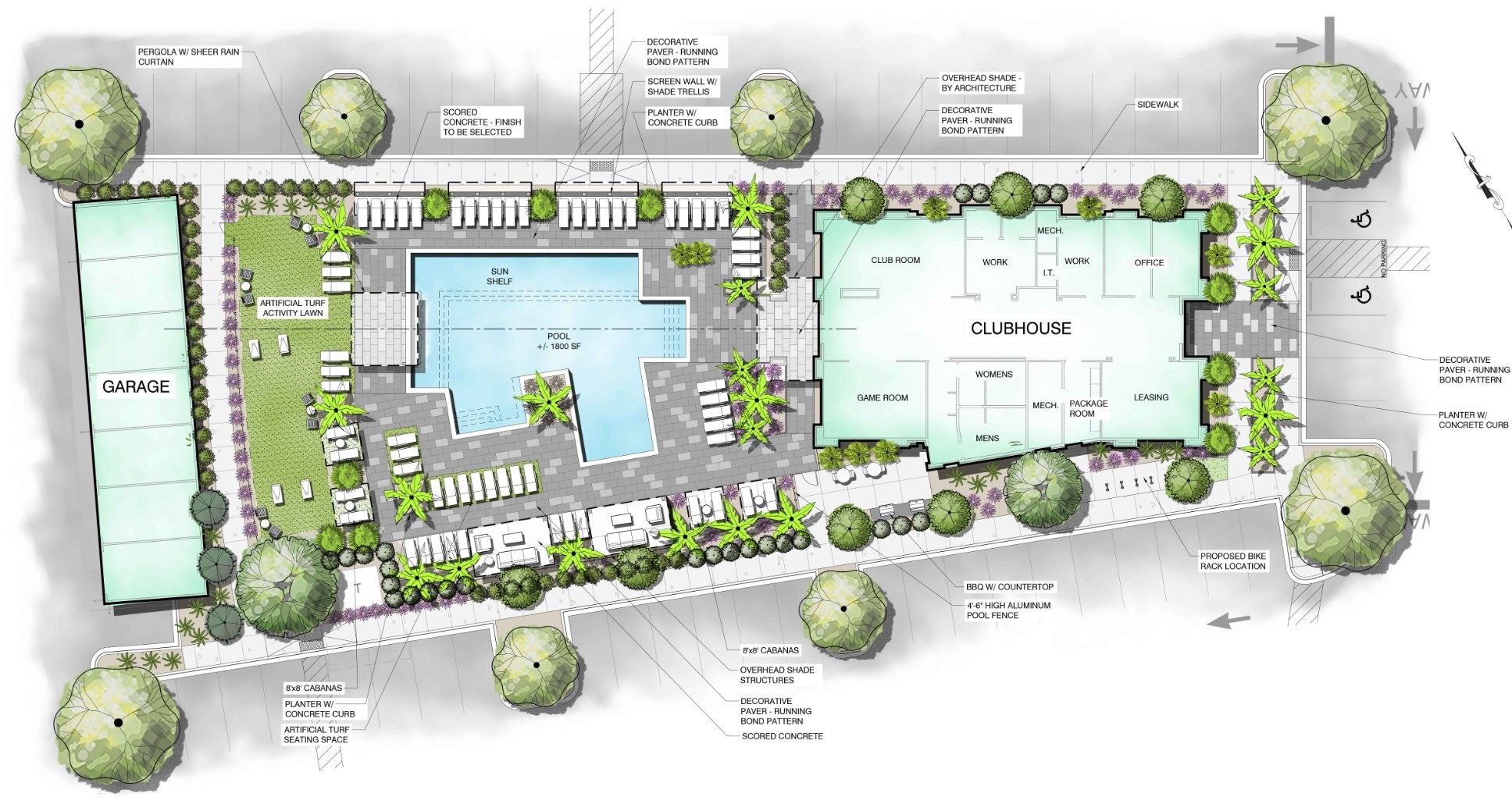 Pool and clubhouse preliminary site plan